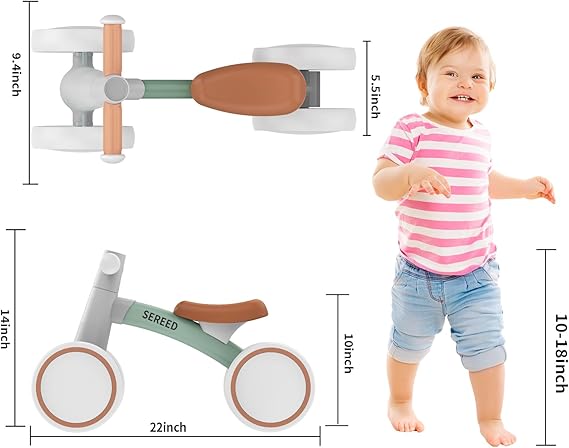 Baby Balance Bike for 1 Year Old Boys Girls 12-24 Month Toddler Balance Bike, 4 Wheels Toddler First Bike, First Birthday Gifts