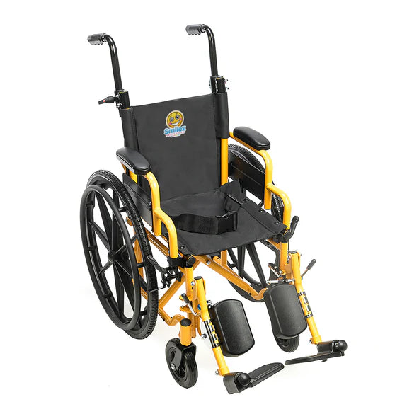 Smilez Pediatric Wheelchair Fun Lightweight Kids Wheelchair with Cushion Seat and Anti-Tippers