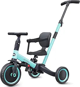Tricycles for 1-3 Year Olds, Toddler Bike, Birthday Gift and Toy for Boys and Girls, Toddler Tricycle with Parent Push Handle, Trike with Backrest and Safety Belt, Blue, TR007